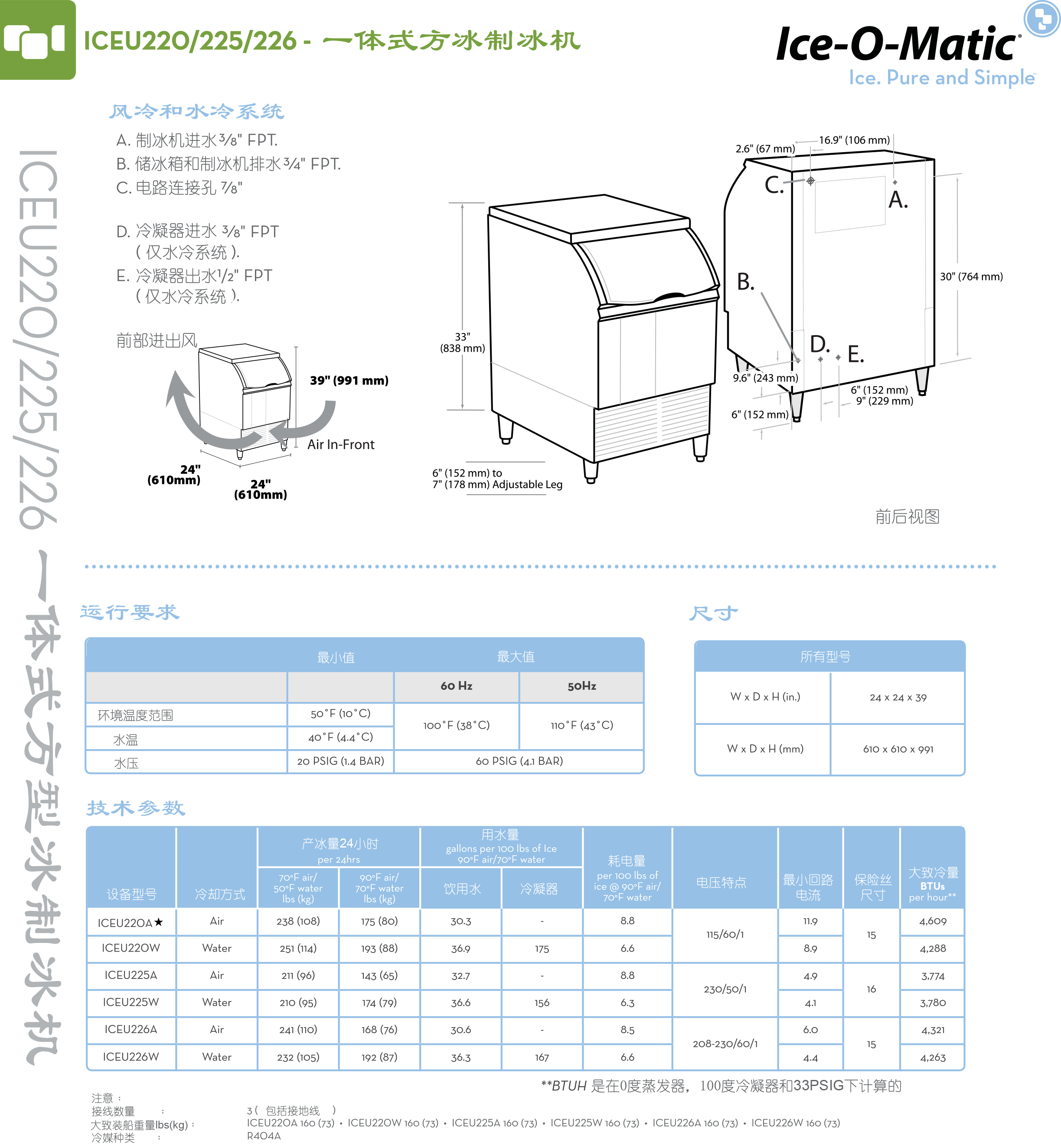 Ice-O-Matic ICEU225方冰機(jī)